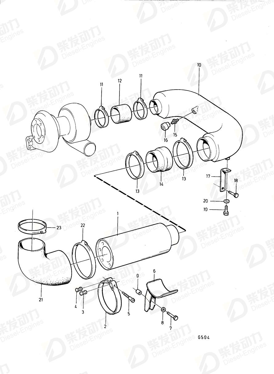 volvo penta Connecting pipe 847148 Drawing
